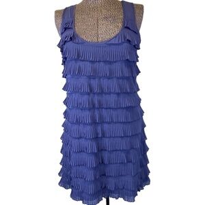 Vintage Y2K H&M Lilac Purple Tiered Ruffles Mini Dress Tunic Flapper Medium